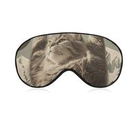 Cat Power Snowy Mountain Blackout Sleep Mask for Side Sleeper Soft Covers for Travel Essentials Nap
