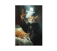 Cat Priest Exorcism Canvas Poster Wall Art Decor Print Picture Paintings for Living Room Bedroom Decoration 12x18inch(30x45cm)