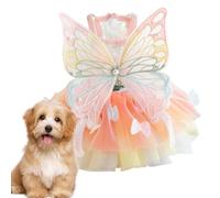 Cat Princess Dress, Pet Dress for Small Dogs, Cute Rainbow Cat Clothes, Spring and Summer Colourful Outfit, Butterfly Wing Pattern.