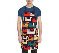 Cat Print Kitchen Apron With Pockets Versatile Adjustable Chef Bbq Grilling Smock For Adults