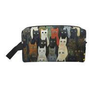 Cat Print Portable Travel Toiletry Storage Bag Large Capacity 600D Polyester Cosmetic Storage Bag