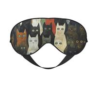 Cat Print Sleep Eye Mask - Light Blocking for Deep Sleep Home Travel Use Ultra Soft