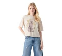 Cat Print T-Shirt for Women Guess Beige XL