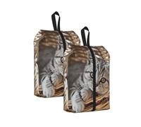 Cat Print Waterproof Shoe Bag Travel Bag with Carry Strap Storage Bag Versatile Cosmetic Bag-2pcs