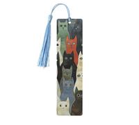 Cat Print Wooden Bookmark with Tassel,Beautiful Handmade Bookmarks,Bookmarks for Reading