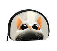 Cat Printed Mini Coin Pouch, Shell Shape Zip Around Wallet, Small Zipper Pouch for Cash, Cards, Keys, Lipstick, Storage Pouch, Travel Organizer