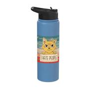 Cat Prison Jail Prisoner Bad Kitty Mugshot I Hate People Stainless Steel Insulated Water Bottle