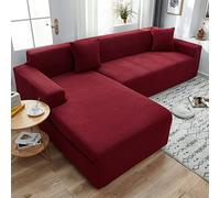 Cat-Proof Scratch-Resistant Velvet Sofa Cover - Soft Comfortable All-Inclusive Protection for 3-Seater (190-230 cm) - Machine Washable Elegant Wine Red