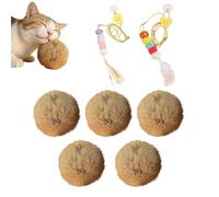 Cat Puff Ball - Indoor Kitten Chewing Ball - Plush 5 Pieces Interactive Cat Toy with Ropes Plush - Balls for Cats | for Kittens Small Animals Home Pet Room Indoor Outdoor Training Exercise