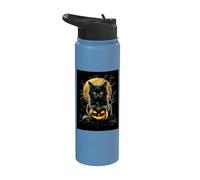 Cat Pumpkin Moon Halloween Scary Creepy Spooky Halloween Cat Stainless Steel Insulated Water Bottle