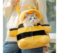 Cat Puppy Costume Winter Warm Outing Backpack,Cute Bear Bee Design Anti-Escape Bag for Kitten Cat Dog,Winter Plush Backpack Pet Travel Bag for Kitten Cat Small Dog1