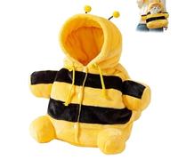 Cat Puppy Costume Winter Warm Outing Backpack, Cute Soft Breathable Bee Design, Winter Warm Plush Puppy Outing Bag, Anti-Escape Bag for Kitten Cat Small Dog for Outdoor Use (A, M)