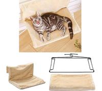 Cat Puppy Pet Radiator Bed Warm Fleece Hammock for Cats and Dogs, Soft Plush Bed with Strong Detachable Metal Frame, Machine Washable, Space-Saving Design Perfect for Radiators and Safe (Beige)