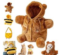 Cat Puppy Plush Outing Backpack, Bear Backpack for Dogs Cute Bear Bee Design Anti-Escape Bag, Pet Outing Bag for Kitten Puppy Small Dogs Gift Choice (M,Bears)
