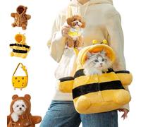 Cat Puppy Plush Outing Backpack, Bear Backpack for Dogs Cute Bear Bee Design Anti-Escape Bag, Pet Outing Bag for Kitten Puppy Small Dogs Gift Choice (S,Bees)