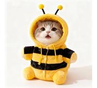 Cat Puppy Plush Outing Backpack, Bee Style Soft Winter Plush Outing Bag, Adjustable Crossbody Strap & Anti-Escape Hood, Foldable Travel Pet Carrier for Kitten, Puppy & Small Dogs (M)