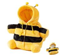 Cat Puppy Plush Outing Backpack,Cute Bear Bee Design Anti-Escape,Pet Travel Bag, Soft Plush Bee Style Warm Breathable Dog Cat Carrier Bag Hood for Small Dogs, Cats (YELLOW,S)