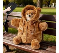 Cat Puppy Plush Outing Backpack,Cute Bear Bee Design Carrier Bag,Soft Plush Bee Style Warm Breathable Dog Cat Outing Bag,Foldable, Warm & Breathable,for Kitten Cat Small Dog (B, M)