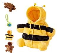 Cat Puppy Plush Outing Backpack, Cute Bear Bee Design, Winter Warm Anti-Escape Costume Bag, Soft Plush Outing Bag for Kitten Cat Small Dog (Bee, M)