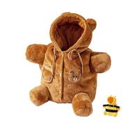 Cat Puppy Plush Outing Backpack, Pet Costume Winter Warm Outing Backpack with Adjustable Crossbody Strap Anti-Escape Hood, Bee and Bear,Style Carrier for Kitten, Puppy&Small Dogs (Brown,M)