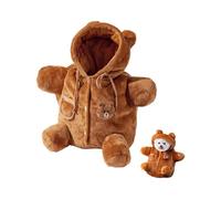 Cat Puppy Plush Outing Backpack, Soft Plush Bear/Bee Style Warm Breathable Dog & Cat Carrier Bag, Winter Warm Outing Dog Anti Escape Bag, Adjustable Crossbody Strap & Anti-Escape Hood (A1,M)