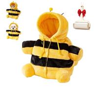 Cat Puppy Plush Outing Backpack, Soft Winter Plush Outing Bag, Bee Style Carrier Outings Bag, Foldable Travel Bee Style Carriers, Adjustable Crossbody Strap & Anti-Escapes Hood (Yellow,Large)