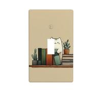Cat Pushing Books On The Bookshelf Light Switch Cover Decorative Single Toggle 1 Gang Wall Plate for Kitchen Farmhouse Bedroom Bathroom Art Decor