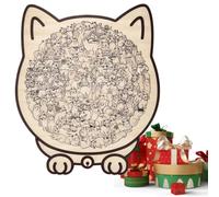 Cat Puzzle - 135 Piece Educational Wooden Jigsaw Maze, Challenging Brain Teaser Board Game For Kids Boys Girls Preschool Classroom, Cute Animal Kitty Shape Playroom Table Top Decoration Ornament