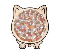 Cat Puzzle - 135-piece Morandis-colored Cat Shaped Wooden Jigsaw Puzzle, Uni-que Animal Shape Wood Puzzles, Educational Wooden Jigsaw Puzzles Home Decor For Kids Toddler Boys Girls Preschool