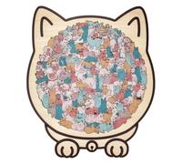 Cat Puzzle - 135 Piece Wooden Jigsaw Maze Board Educational Brain Game, Challenging Animal Artwork | Learning Toy Decoration for Kids Boys Girls Preschool Family Playtime