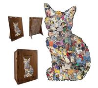 Cat Puzzle, Cute Wooden Educational Games, Colourful Challenging Cat Puzzle, for Home, Indoor, School, Birthday, Christmas, Adults, Girls