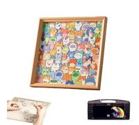 Cat Puzzle, DIY Wooden Cat Puzzle Frame, Creative Educational Hand-Painting Jigsaw Toys for Adults Kids Cats Lovers Travel Bedroom Playroom Classroom Homeschool Birthday Holiday (1pc+36colorpens)