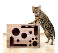 Cat Puzzle Enrichment Box with Scratcher, Interactive Cat Maze Toy for Indoor Cats, Fun Cats and Boxes Game for Play Stress, Pet Toys Nail File Enrichment (Yellow)