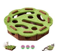 Cat Puzzle Felt Maze Box Cat Toys, Cats Maze Ball Track Hide and Seek Hunting Interactive Games Toys Cats Scratcher Self Play Mat Whack a Mole Flying Toy for Bored Indoor Kittens(Green,Flower)