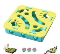 Cat Puzzle Felt Maze Box Cat Toys, Cats Maze Ball Track Hide and Seek Hunting Interactive Games Toys Cats Scratcher Self Play Mat Whack a Mole Flying Toy for Bored Indoor Kittens(Yellow,Square)