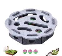 Cat Puzzle Felt Maze Box Cat Toys, Cats Maze Ball Track Hide and Seek Hunting Interactive Games Toys Cats Scratcher Self Play Mat Whack a Mole Flying Toy for Bored Indoor Kittens(Gray,Flower)
