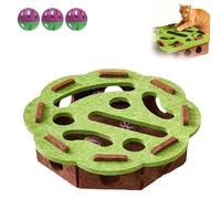 Cat Puzzle Felt Maze Box, Cats Scratch Puzzles Enrichment Box, Scratching and Hunting Fun, Puzzle Felt Maze Boxes Cat Toys for Indoor Cats Self Play, Enrichment Toy with 3 Bell Balls (Green-B)