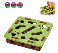 Cat Puzzle Felt Maze Box, Cats Scratch Puzzles Enrichment Box, Scratching and Hunting Fun, Puzzle Felt Maze Boxes Cat Toys for Indoor Cats Self Play, Enrichment Toy with 3 Bell Balls (Green-A)