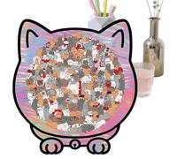 Cat Puzzle - Funny Decoration with Picture Frame - 135 Pieces Wooden Laying Puzzle with Storage Box, for Animal Lovers, Living Room, Bedroom and Bookshelf Decoration