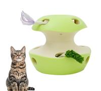 Cat Puzzle Toy Apple-Shaped, 2-Level Modes with 10 Holes, Rechargeable Type-C 1500mAh, Interactive Magic Apple Toys for Fun Cat Playtime Kittens & Adult Cats Toy (Green)
