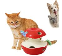 Cat Puzzle Toy Apple-Shaped, 2-Level Modes with 10 Holes, Rechargeable Type-C 1500mAh, Interactive Magic Apple Toys for Fun Cat Playtime Kittens & Adult Cats Toy (Red)