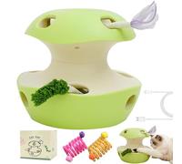 Cat Puzzle Toy Apple-Shaped, Cat Toys Interactive For Indoor Cats, 2-Level Modes & 10 Holes Rechargeable Apple Cat Toy For Indoor Cats, Kittens & Adult Cats To Reduce Boredom (Green,C.Regular type)