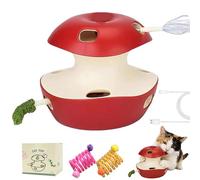 Cat Puzzle Toy Apple-Shaped, Cat Toys Interactive For Indoor Cats, 2-Level Modes & 10 Holes Rechargeable Apple Cat Toy For Indoor Cats, Kittens & Adult Cats To Reduce Boredom (Red,C.Regular type)