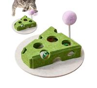 Cat Puzzle Toy, Cheese Shape Cat Treat Puzzle, Interactive Feeder Box, Teaser Wand with Bell Ball, Excellent for Kittens, Cats, Small to Large Breeds, Playground Fun