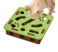 Cat Puzzle Toy - Green Felt Wood, Bell Track Maze Training System, Multifunctional Kitten Enrichment Station, Indoor Pet Furniture Protection | Vertical Rolling Ball Tunnels For Active Pounce Reflex
