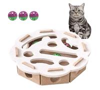 Cat Puzzle Toy, Interactive Cat Intelligence Maze Box with 3 Balls for Indoor Kitten Scratching Training Enrichment Exercise Hunting Play Boredom (R-White)