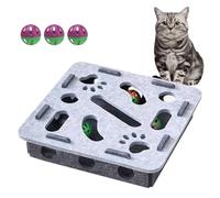 Cat Puzzle Toy, Interactive Cat Intelligence Maze Box with 3 Balls for Indoor Kitten Scratching Training Enrichment Exercise Hunting Play Boredom (S-Gray)