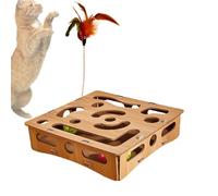 Cat Puzzle Toy, Kitten Balls Stimulation Mental Box, Wooden Interactive Fun Funny Boredom Maze Enrichment Enrichment for Cats Indoor Cats Puppies