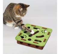 Cat Puzzle Toys, Cat Scratch Puzzle Enrichment Box - Boredom & Hunting Simulation, Interactive Felt Maze Pet Toys with 3 Random Color Bells for Kittens, Adults & Senior Cats (Green)