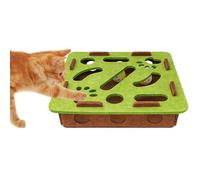Cat Puzzle Toys, Interactive Cat Toy Box with Three Balls for Indoor Cats, Felt Maze CatsToys Balls with Bells, Durable Felt Design for Teething, Kittens and Puppies (Green)
